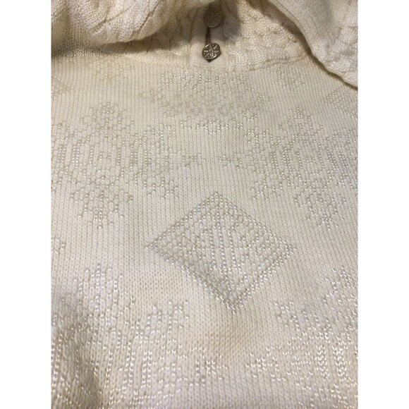 Vintage Nils Womens Cream Cable Knit Sweater Wool Blend Size M High Collar Butto - Picture 6 of 6